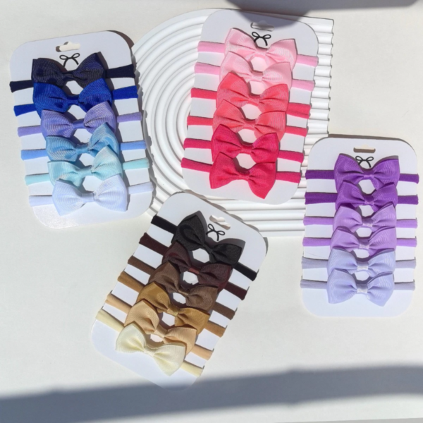 Faixa De Cabelo Para Meninas Com Nó De Laço De Cor Sólida Para Bebês - Imagem 3